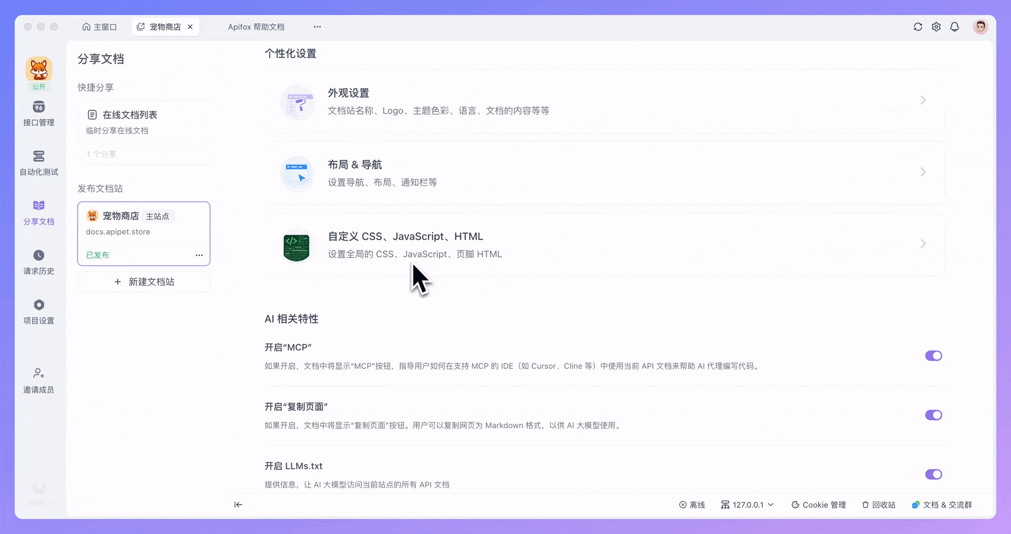 自定义 CSS 和 JavaScript